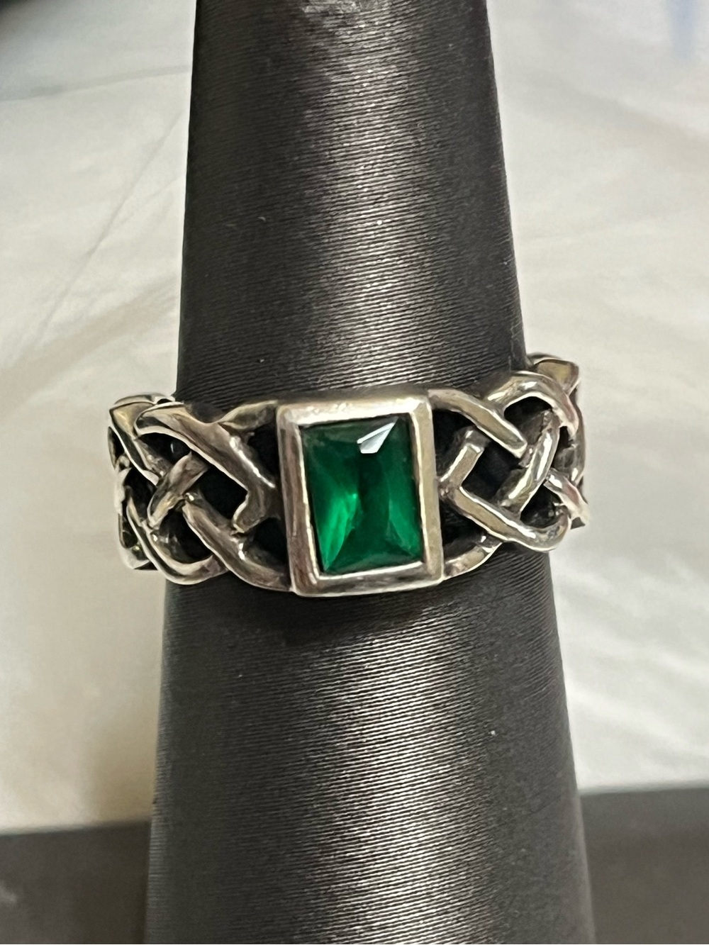 Sterling Celtic Emerald Ring
